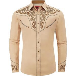 🤠 DIFICIL SLOG Embroidered Western Cowboy Shirt L NWT